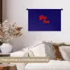Blauw - Rood - Yes fun - 3D Wandkleed katoen klein -sfeer1