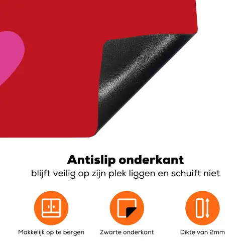 Minimalistisch - Rood - Roze - Hartjes Inductie beschermer vinyl 3mm klein -zzzzzzz-td-onderkant