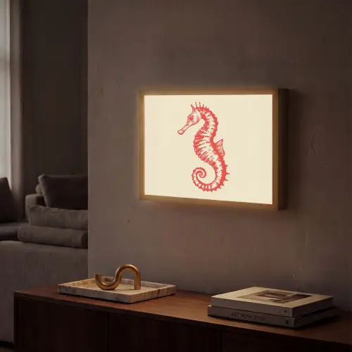 Zeepaardje - Rood - Fijne details Light Box met batterij (Wandlamp) middel -sfeer1