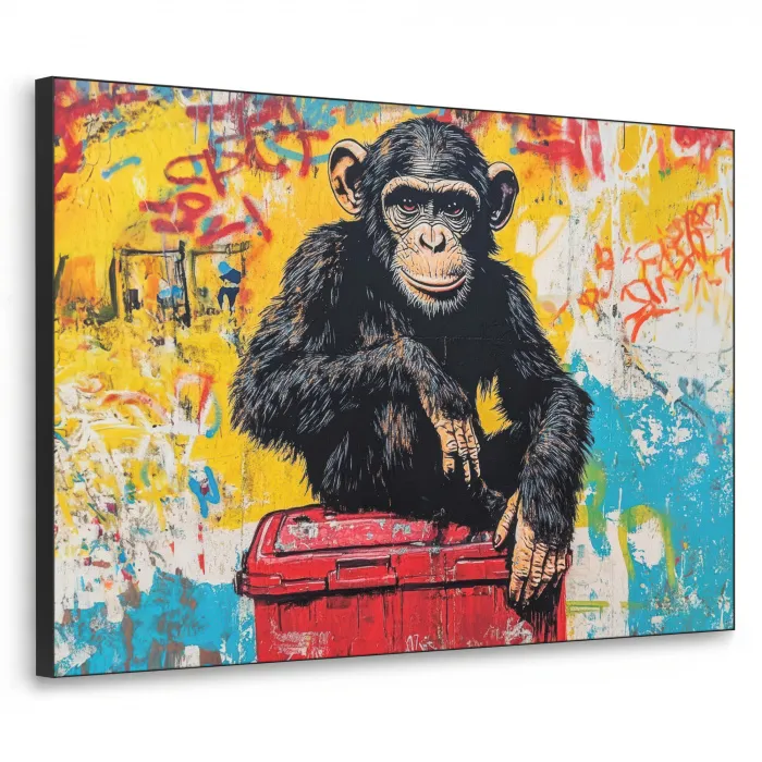 Graffiti - Aap - Street art - Dieren Textielframe zwart klein -3d