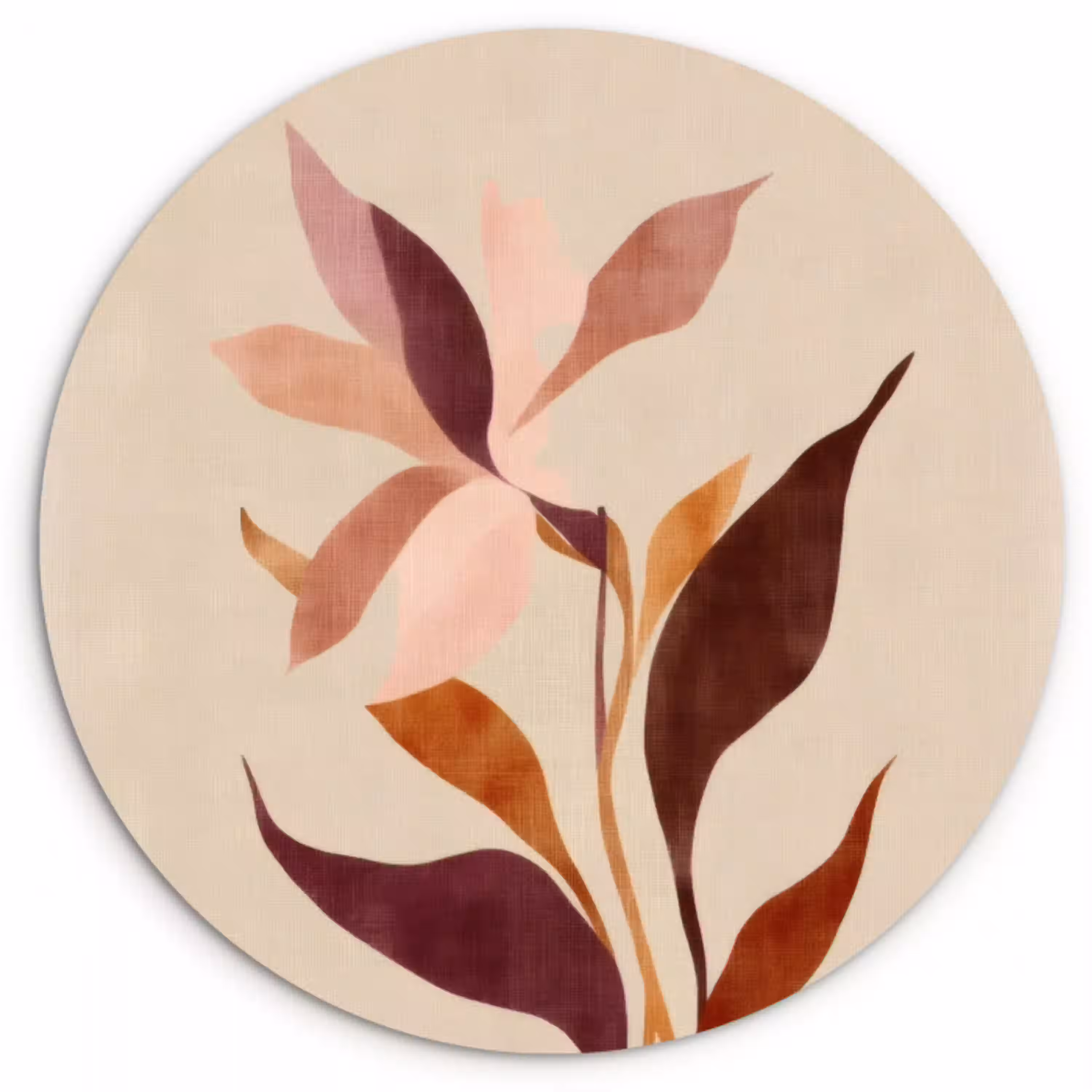 Bloemen - Blaadjes - Minimalistisch - Roze Wandcirkel plexiglas klein -3d