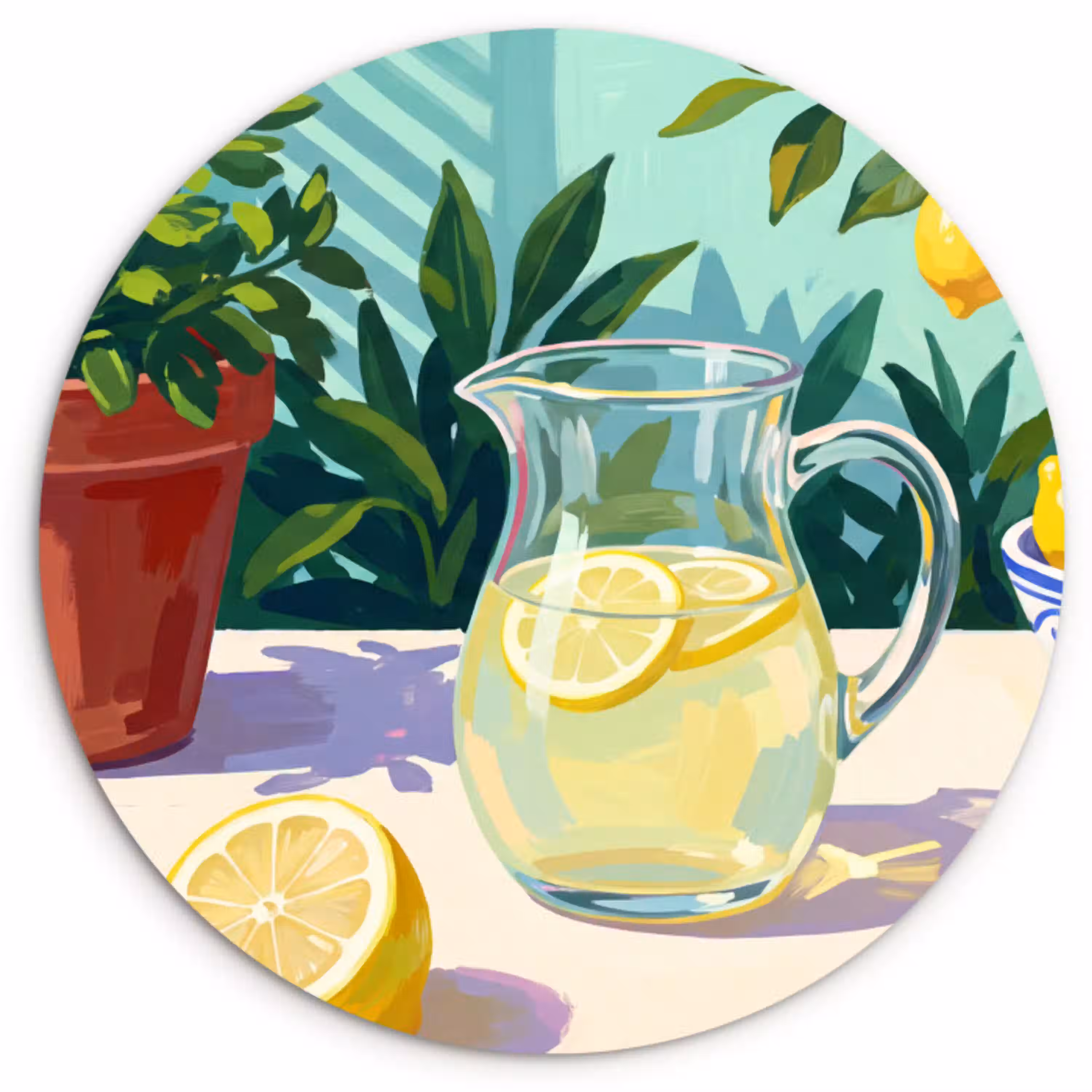 Citroen limonade zomer Wandcirkel plexiglas klein -3d