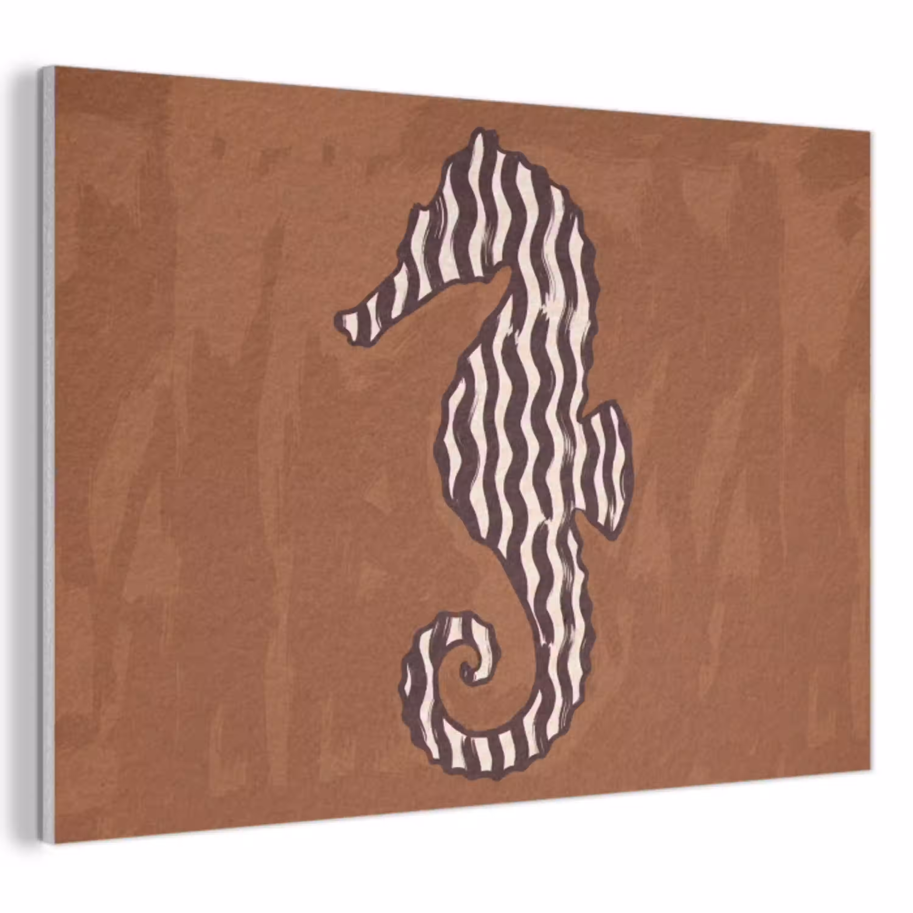 Dieren - Zeepaardje - Abstract - Bruin - Strepen PET vilt klein -3d