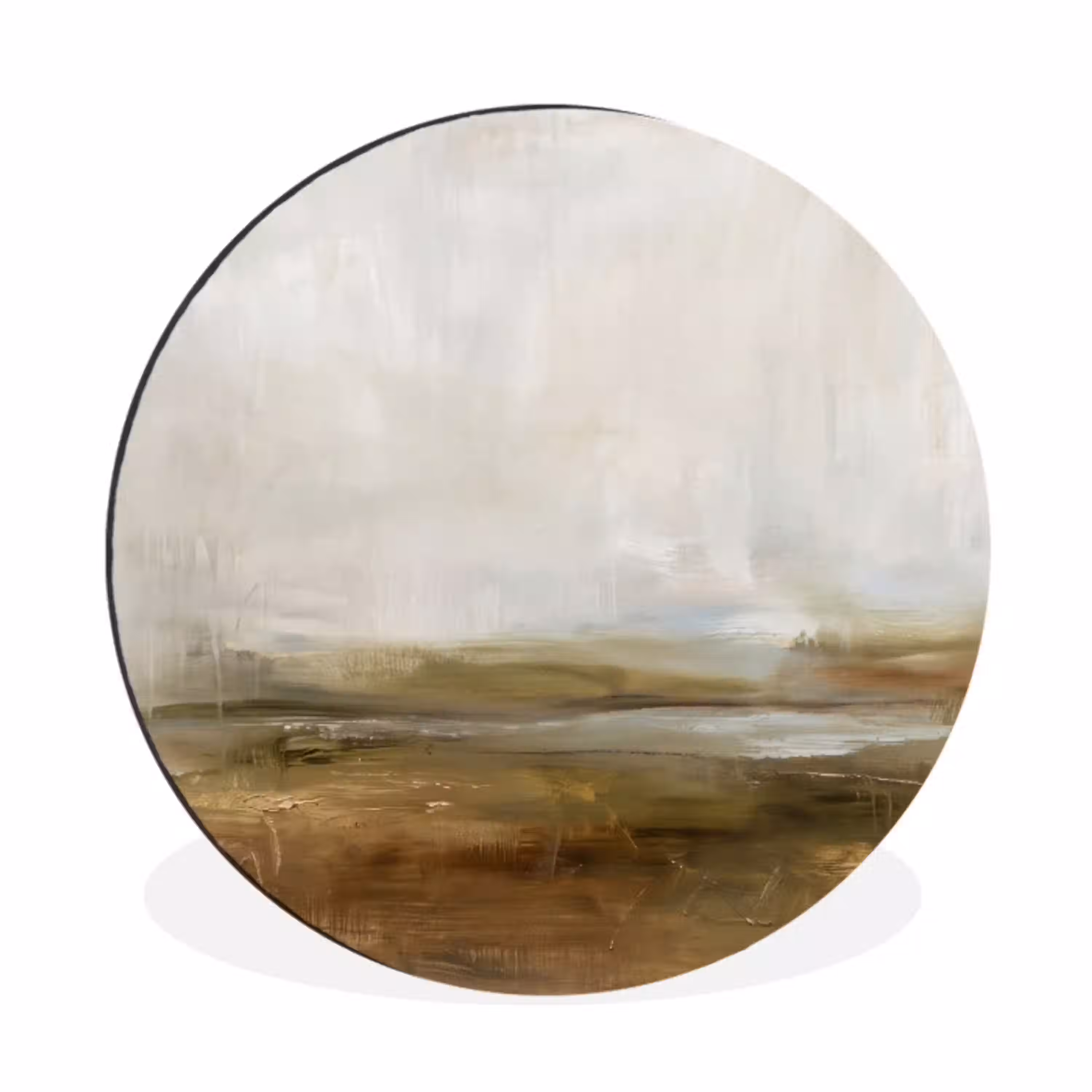 Abstract - Landschap - Natuur - Beige - Bruin Wandcirkel aluminium klein -3d