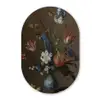Bloemen in een Wan-Li vaas en schelpen - Schilderij van Balthasar van der Ast Wandcirkel Ovaal Forex klein -3d