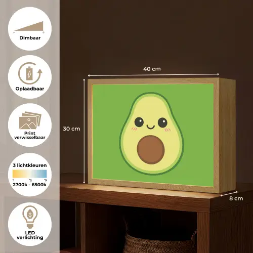 Avocado - Groen - Speels Light Box met batterij (Wandlamp kind) middel -USP_websiteoverzichtNL