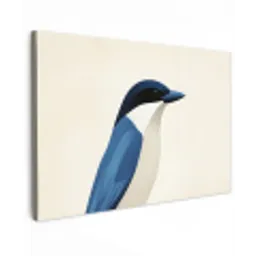 Illustratie - Blauw - Vogel Tuinposter op houten frame 2 cm dik klein -3d