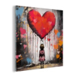 Meisje - Hart - Graffiti - Kunst - Kleuren - Rood plexiglas 5mm klein -z3d