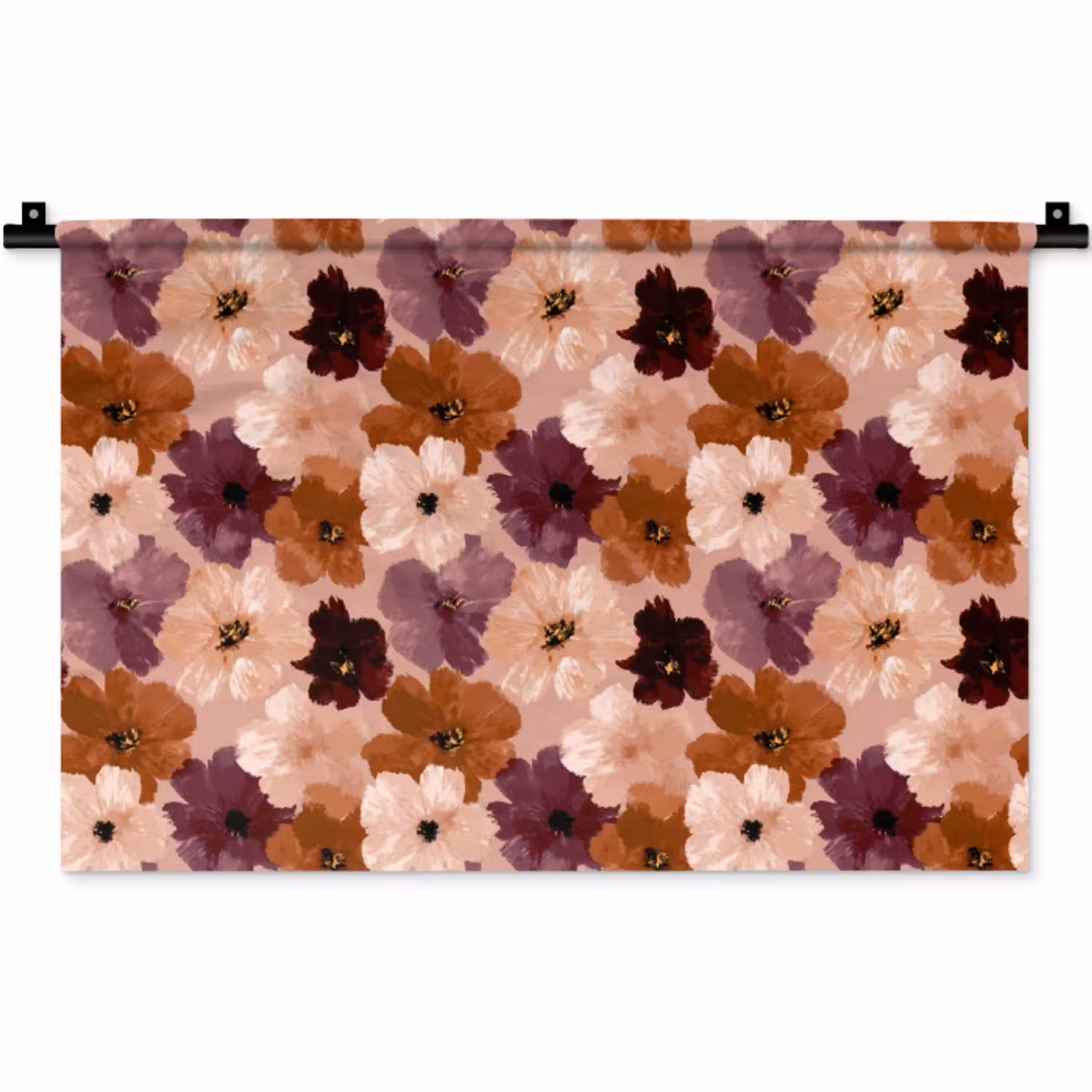 Bloemen - Abstract - Aardetinten Wandkleed katoen klein 269 -zz3d