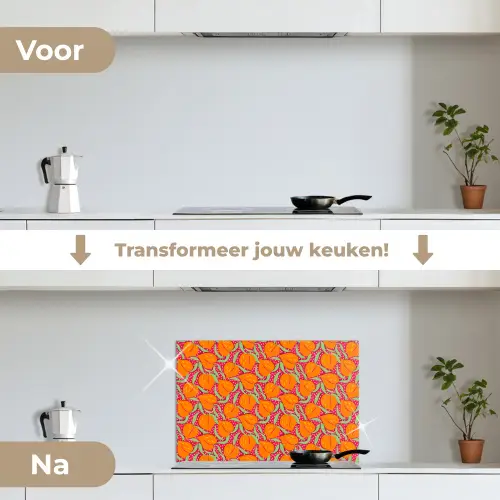 Perziken - Oranje - Zomers keuken achterwand spatscherm klein 900 -voor_na_NL