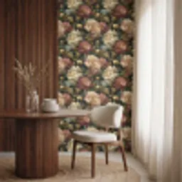 Bloemen - Barok - Patroon - Roze - Crème Behang Vlies klein 1076 -sfeer1