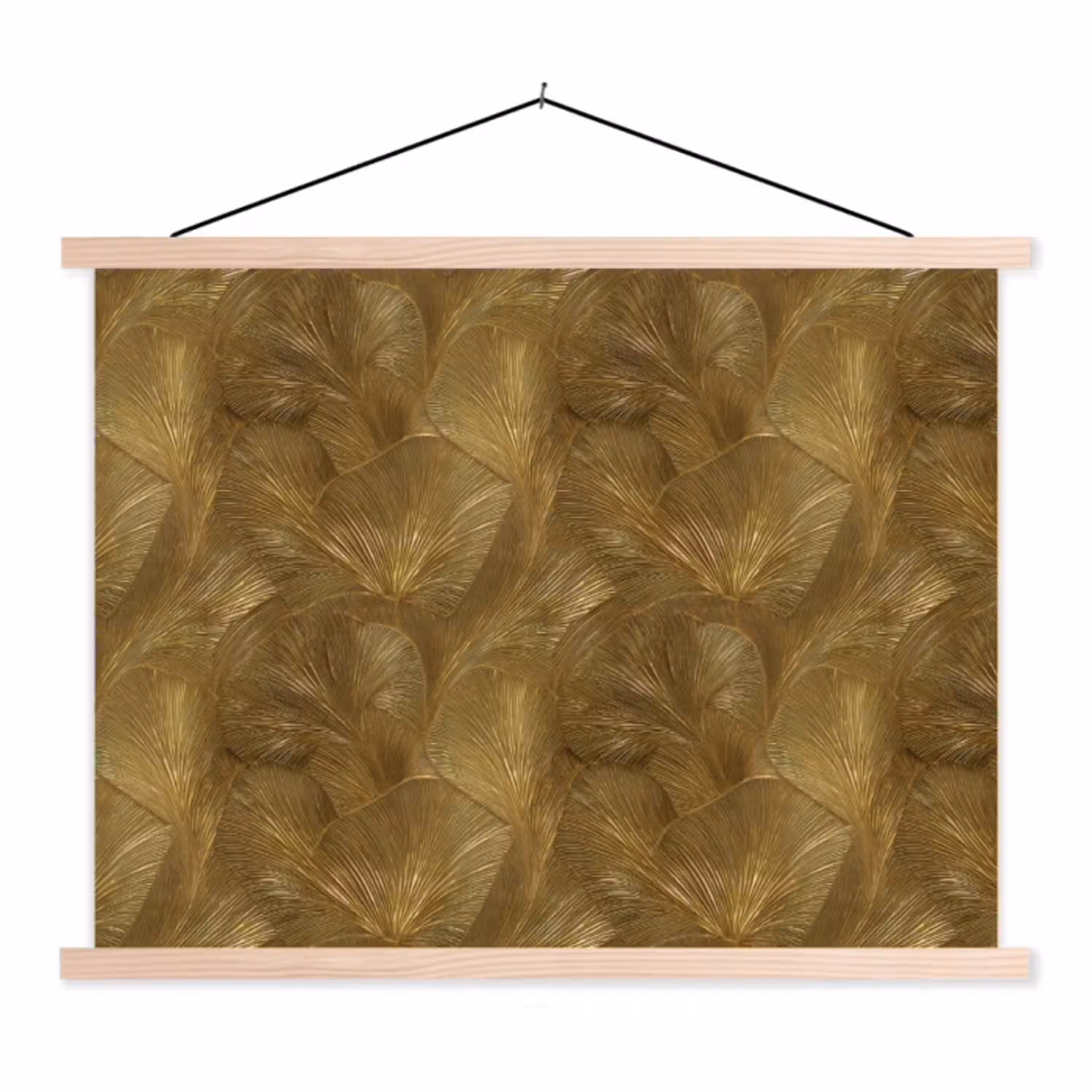 Organisch - Lijnen - Goud textielposter latten blank klein 122 -3d