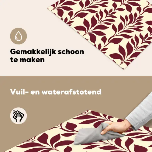 Abstract - Bladeren - Burgundy Inductie beschemer met haakjes klein 777 -ky-schoon-nl