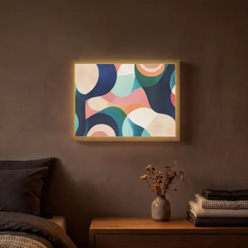 Abstract - Blauw - Roze Light Box met batterij (Wandlamp) middel -sfeer4