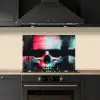 Schedels - Glitch - Cyberpunk keuken achterwand spatscherm klein -sfeer1