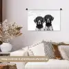 Honden - Bivakmuts - Zwart - wit Wandkleed katoen klein -sfeer1