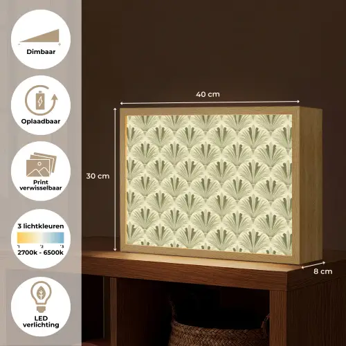 Klassiek - Waaier - Groen Light Box met batterij (Wandlamp) middel 907 -USP_websiteoverzichtNL