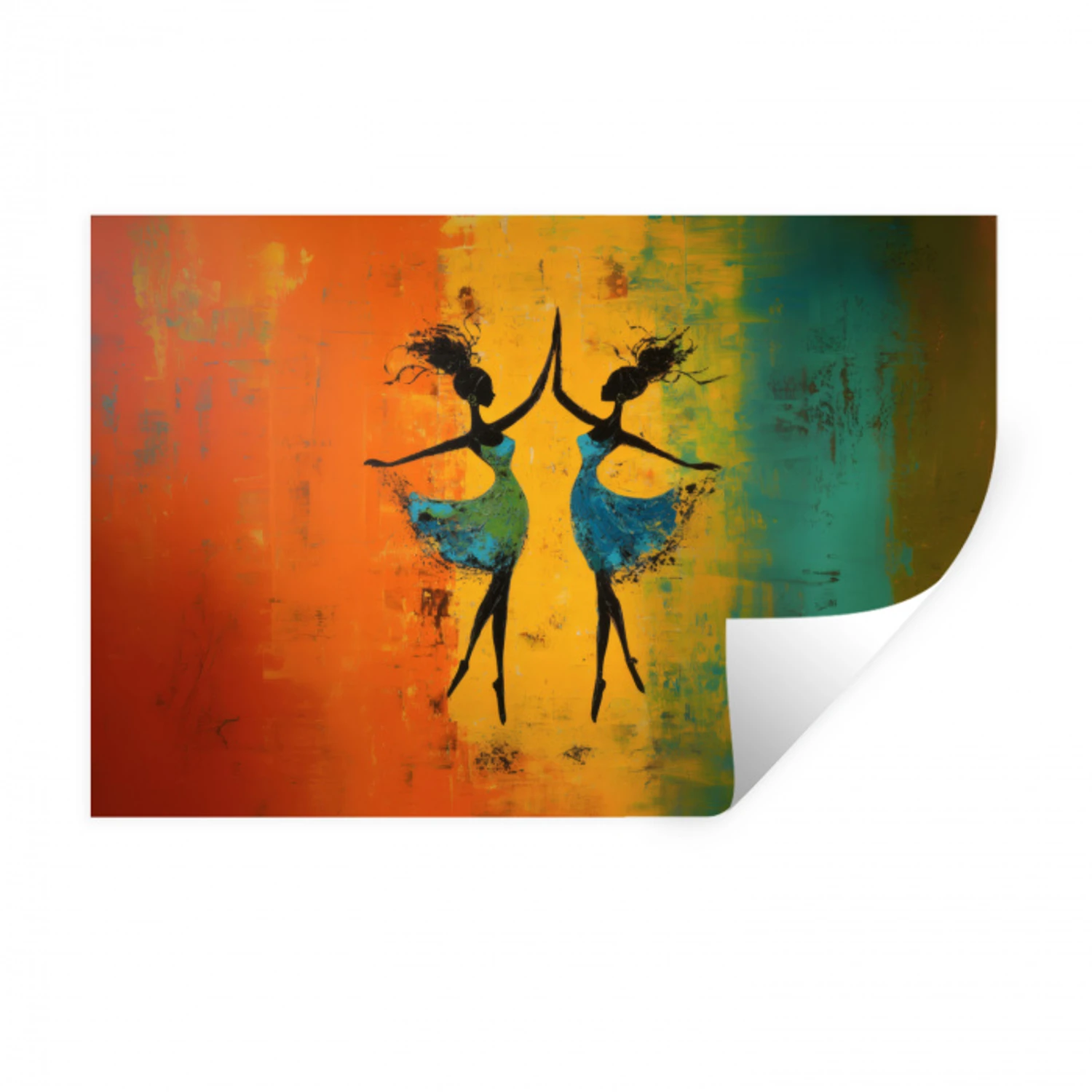 Dansen - Vrouwen - Verfstructuur Muursticker klein -3d