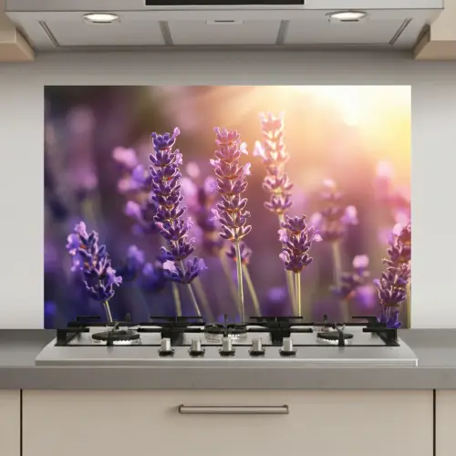 Lavendelbloemen - Paars - Zonlicht keuken achterwand spatscherm klein -3d_website