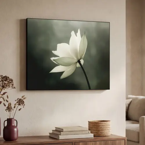 Wit - Lotus - Donker - Bloem Textielframe zwart klein -sfeer3