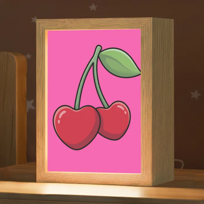 Kers - Roze - Fruit Light Box met kabel (Kinderlampje) klein -zzz_3d_website