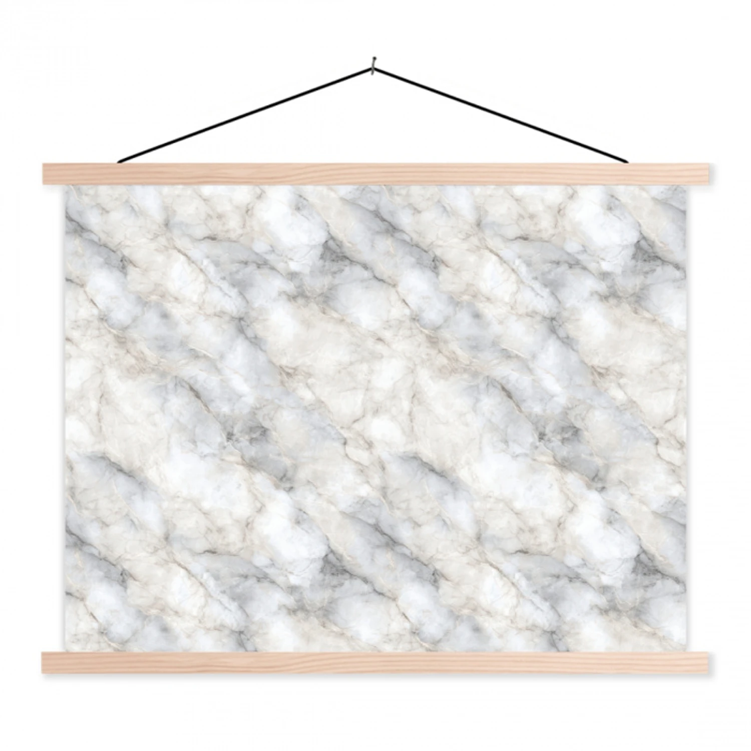 Grijs - Marmer - Gedetailleerd textielposter latten blank klein 122 -3d