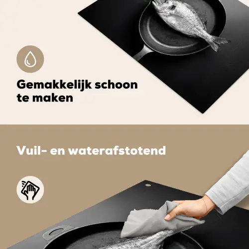 Pan - Vis - Zwart - Wit Inductie beschemer met haakjes klein -ky-schoon-nl