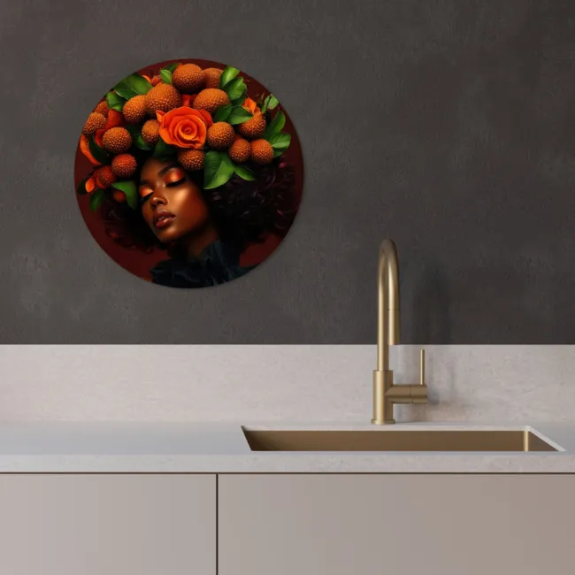 Vrouw - lychee - exotisch KitchenYeah - Keuken - Wandcirkel Forex klein -sfeer1