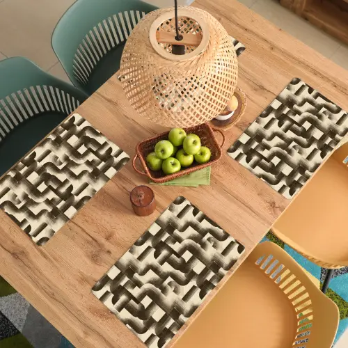 Abstract - Retro - Zwart Placemat vinyl groot 368 -zzsfeer5_Kitchenyeah-website
