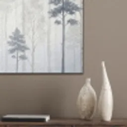 Bos - Bomen - Mist - Natuur - Illustratie - Grijs PET vilt klein -sfeer6_closeup
