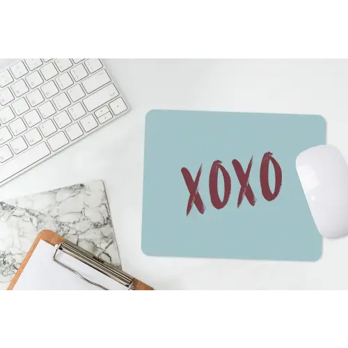 XOXO - Blauw - Rood muismat rubber klein -witbureau