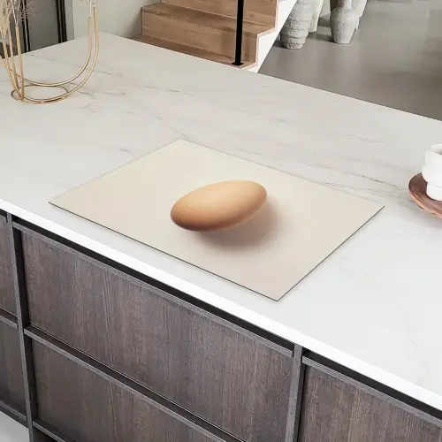 Ei - Beige - Ovaal - Egaal Inductie beschermer vinyl 3mm klein -sfeer8