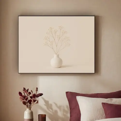 Vaas - Takken - Bloemetjes - Wit Textielframe zwart klein -sfeer1