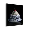 Taart - Slagroom - Kers - Bord - Delfts blauw aluminium wit klein -3d