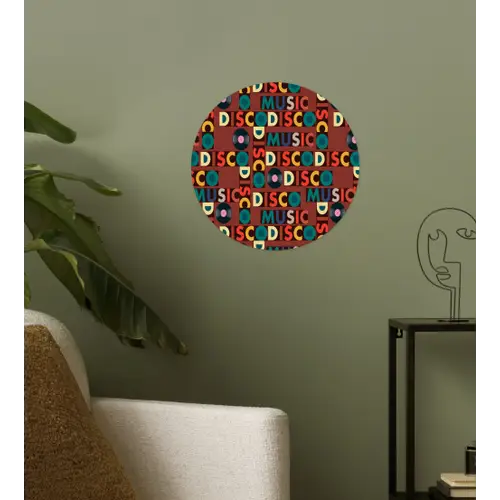 Bruin - Retro - Disco - Patroon Wandcirkel behangsticker klein 186 -sfeer2