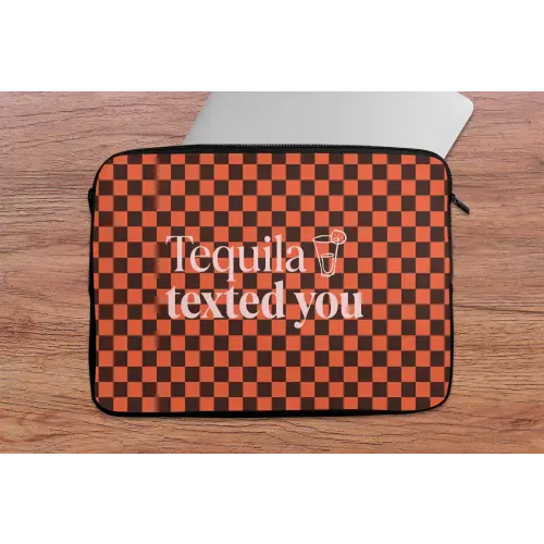 Tequila texted you - Glas - Vierkanten - Oranje laptophoes neopreen klein -tafel