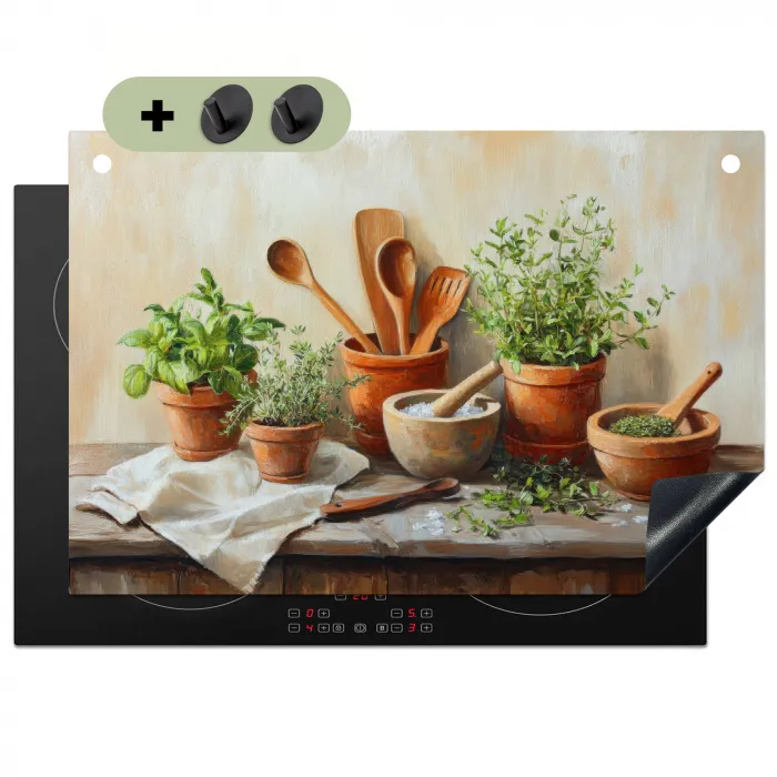 Potten - Kruiden - Hout Inductie beschemer met haakjes klein -3d