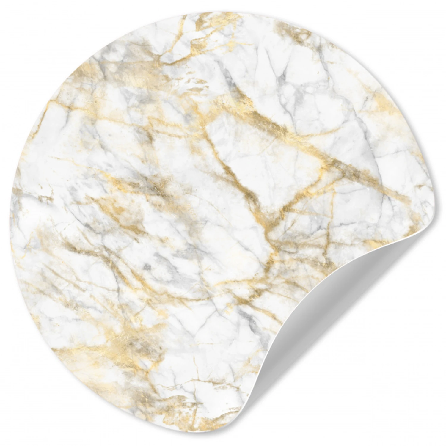 Marmer - Wit - Expressief - Goudaccenten Wandcirkel behangsticker klein 186 -3d