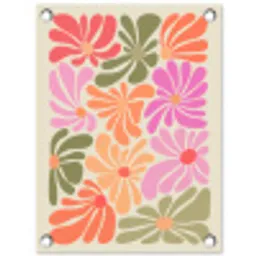 Bloemvormen - Retro - Kleurrijk tuinposter los doek klein -3d