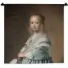 Portret van een meisje in het blauw - Schilderij van Johannes Cornelisz. Verspronck Wandkleed katoen klein -zz3d