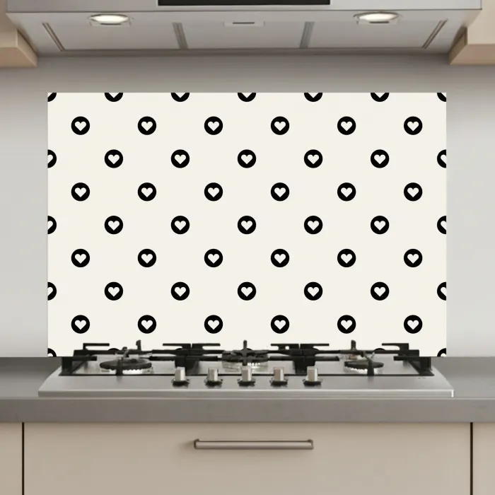 Hart - Rond - Wit - Zwart keuken achterwand spatscherm klein 900 -3d_website