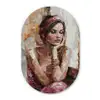 Vrouw - Verflook - Portret - Modern Wandcirkel Ovaal Forex klein -3d