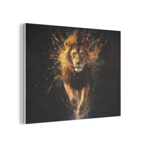 Leeuw - Zwart - Oranje - Verf PET vilt klein -3d