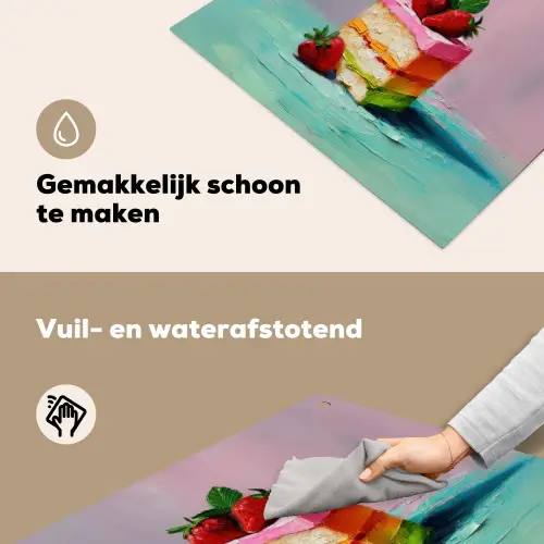Taartje - Aardbeien - Glazuur - Kleurrijk Inductie beschemer met haakjes middel -ky-schoon-nl