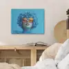 Vrouw - Bloem - Blauw - Modern - Bril - Portret PET vilt klein -sfeer3