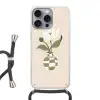 Vaas - Geruit - Bloem - Groen Hoesje iPhone 16 Pro Max met koord klein -3d