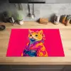 Kat - Kimono - Bloemen - Roze Inductie beschermer vinyl 3mm klein -sfeer5
