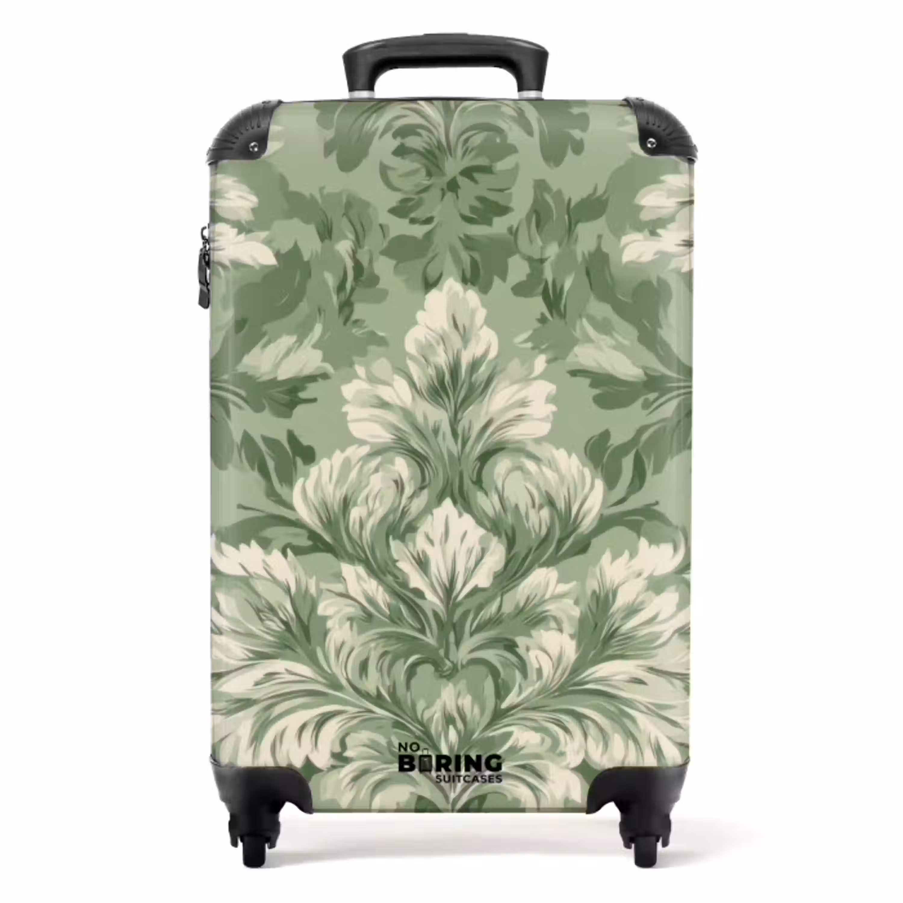 Sierlijk - Lichtgroen - Planten - Patroon - Getailleerd NBS - Handbagage koffer - Volwassenen Unisex middel -productfoto_recht