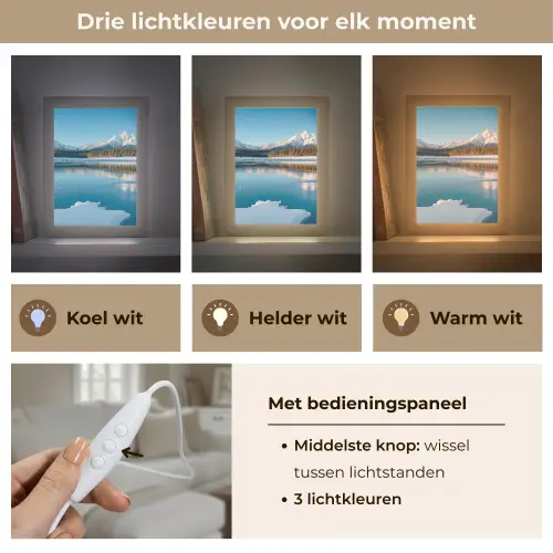 Landschap - Winter - Meer - Bergen - Uitzicht - IJs Light Box met kabel (Tafellamp) klein -USP_lichtkleurNL
