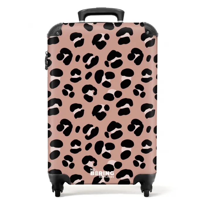 Panterprint op roze achtergrond NBS - Handbagage koffer - Volwassenen Unisex middel -productfoto_recht